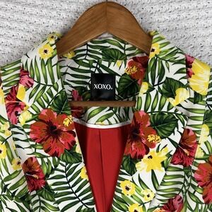 XOXO Tropical Floral Single Button Blazer Mid Sleeve Women's Size Medium